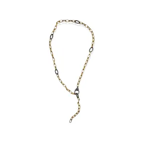 Gold, Silver & Pave Diamond Lariat