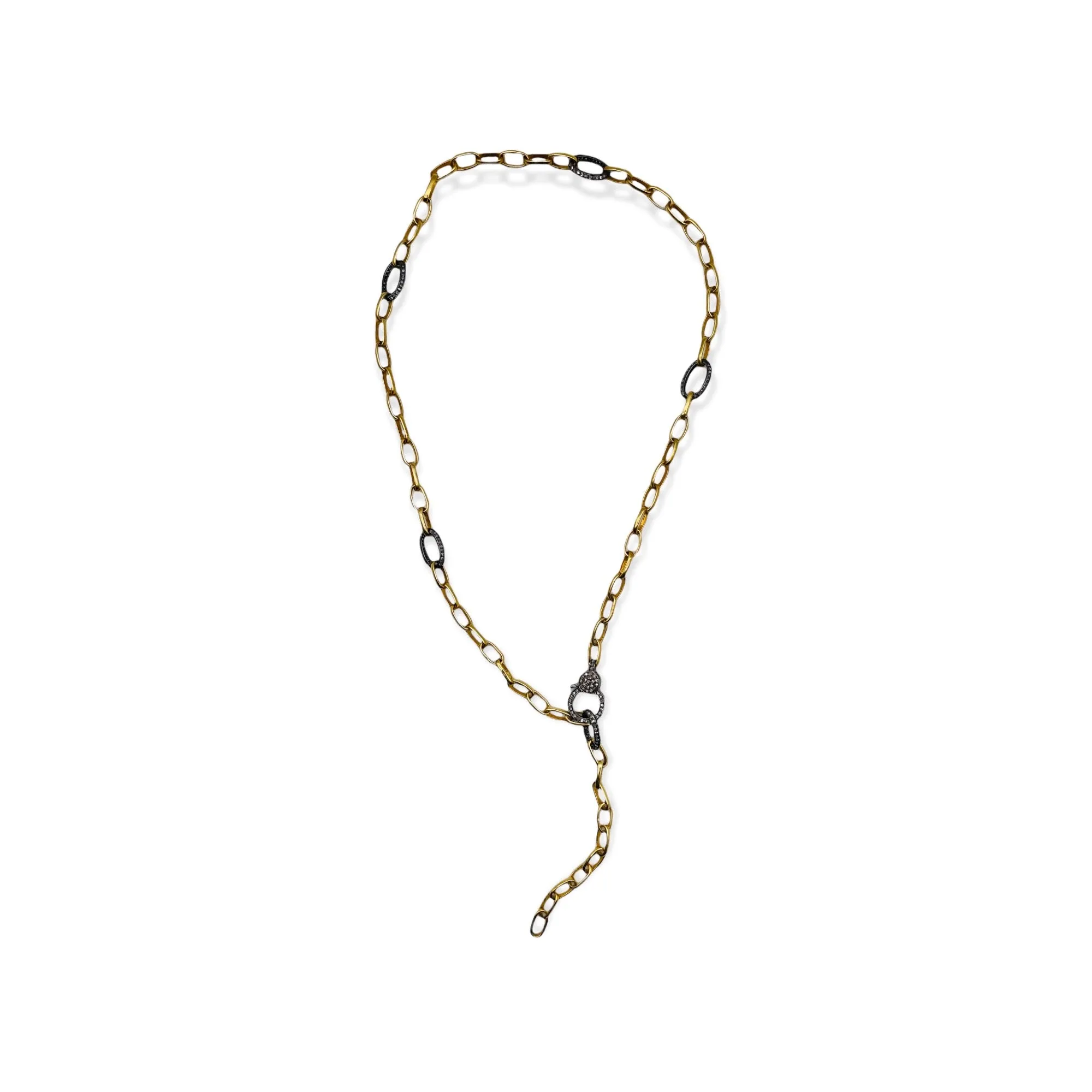 Gold, Silver & Pave Diamond Lariat