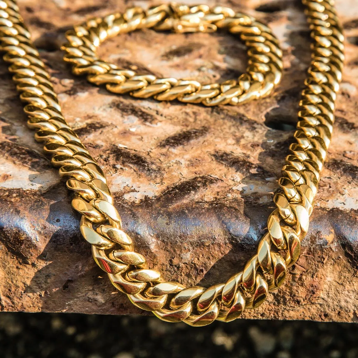 Golden Gilt 12mm Miami Cuban Link Necklace