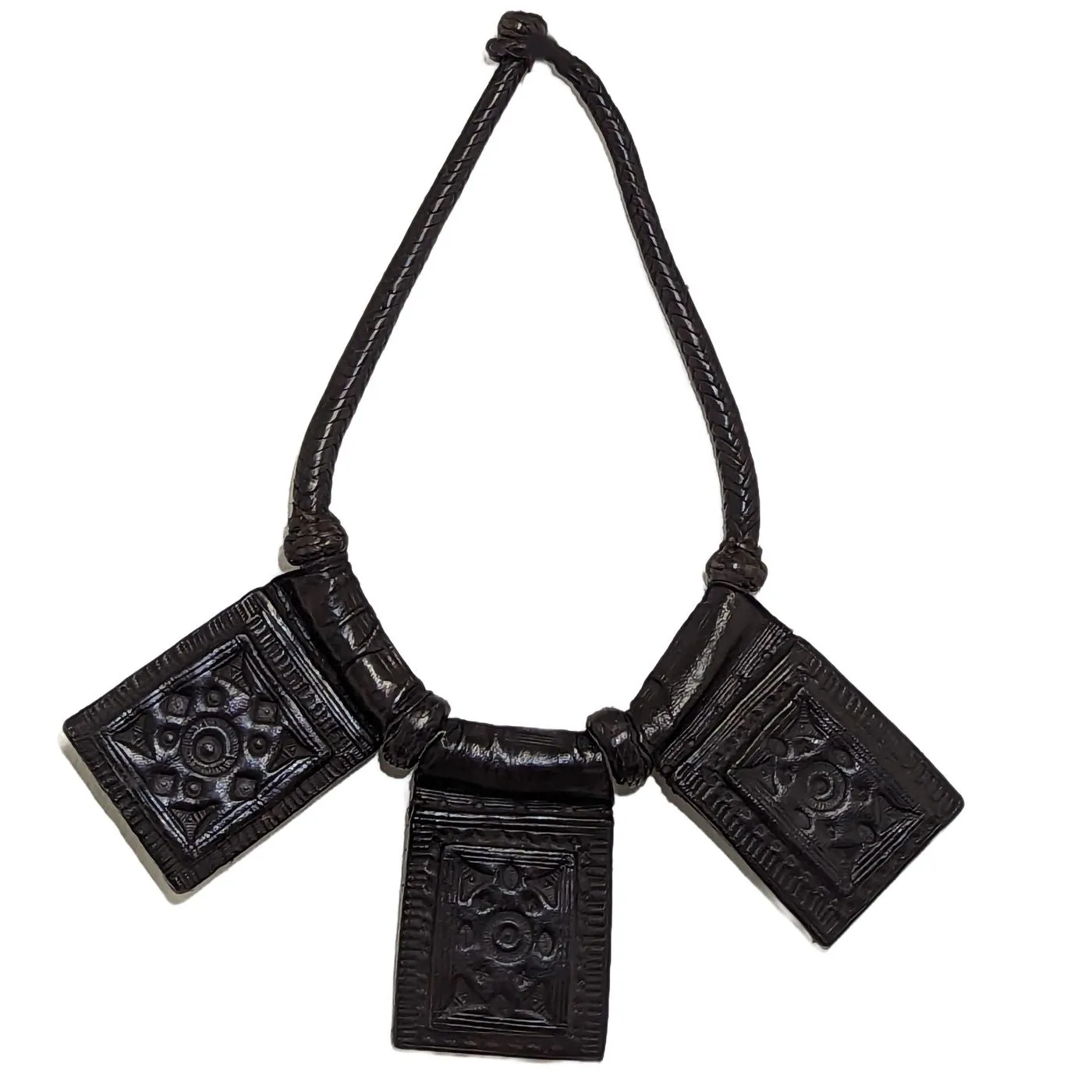 Gri Gri Protection Necklace | Black Leather