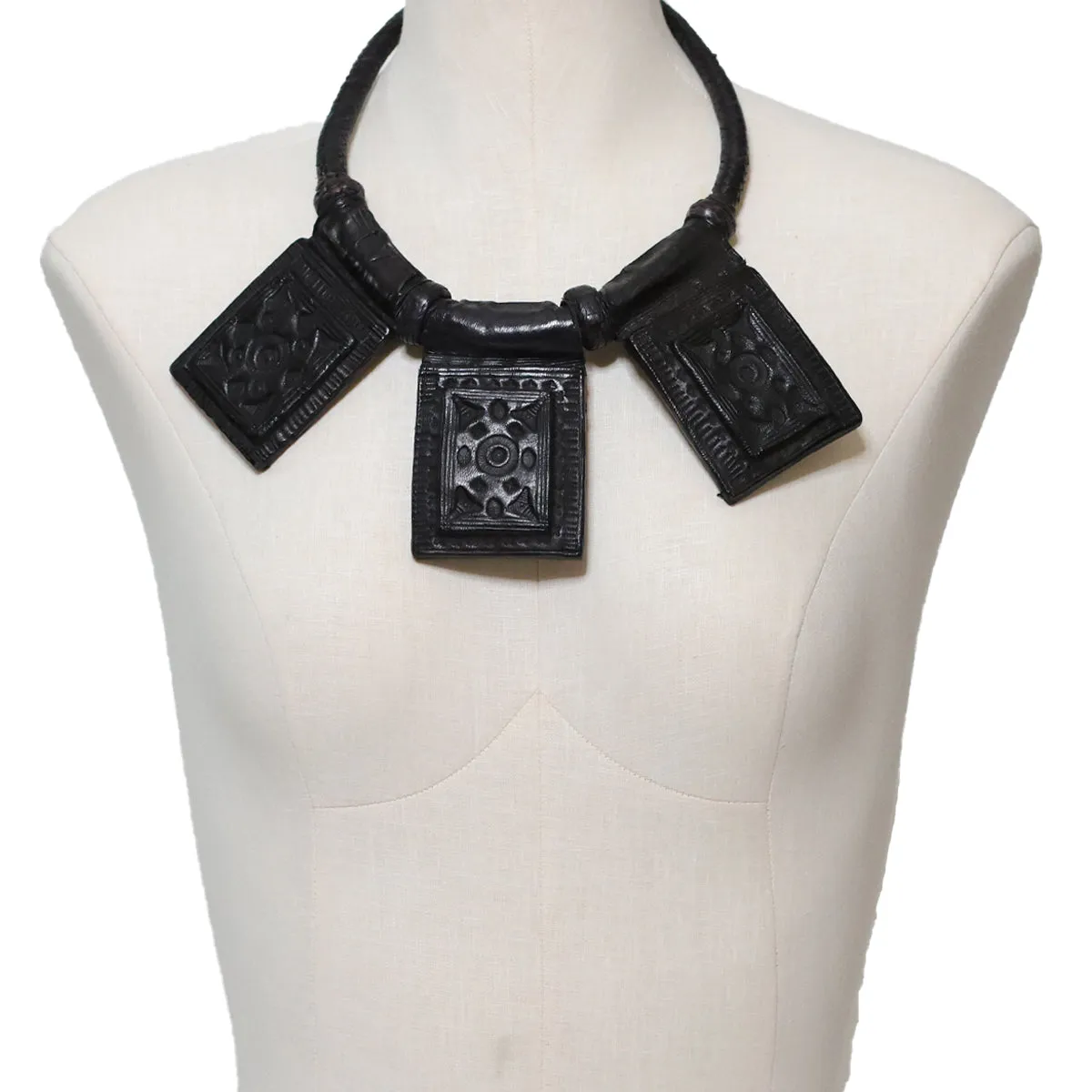 Gri Gri Protection Necklace | Black Leather