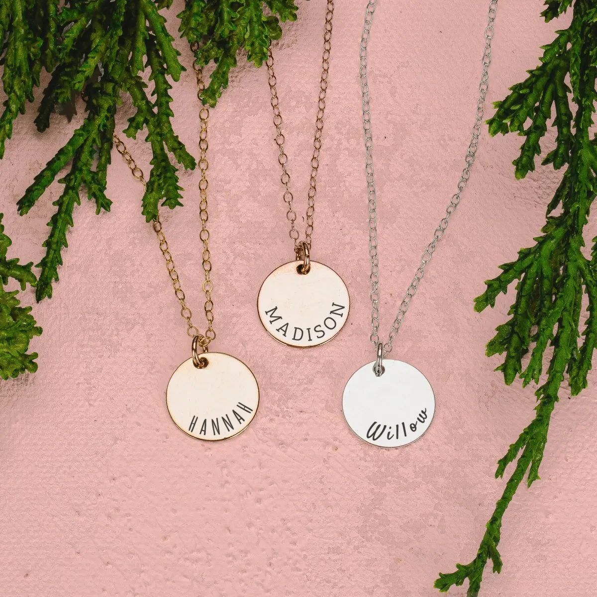 Half Circle Name Disc Necklace