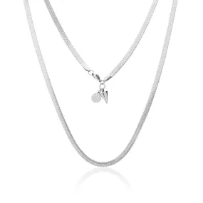 Herringbone Wide Silky / Necklace / Silver