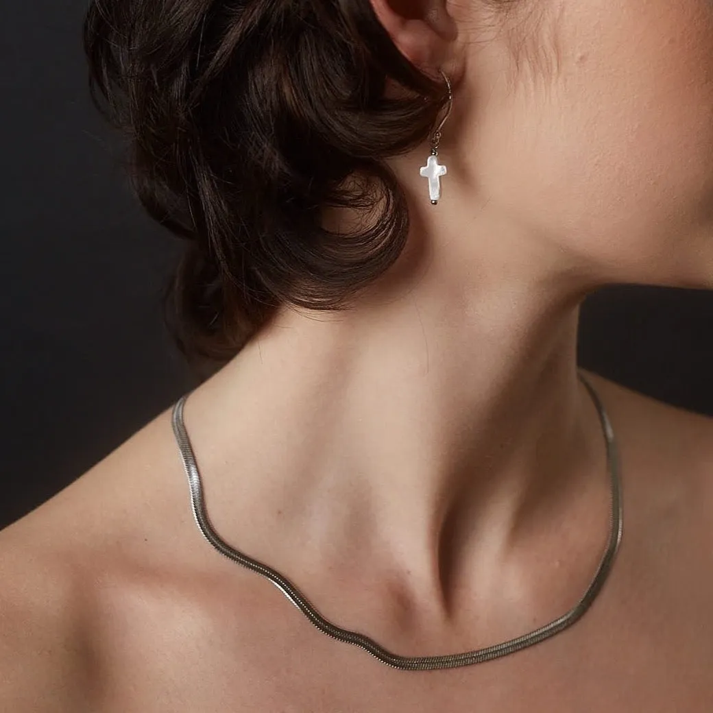 Herringbone Wide Silky / Necklace / Silver