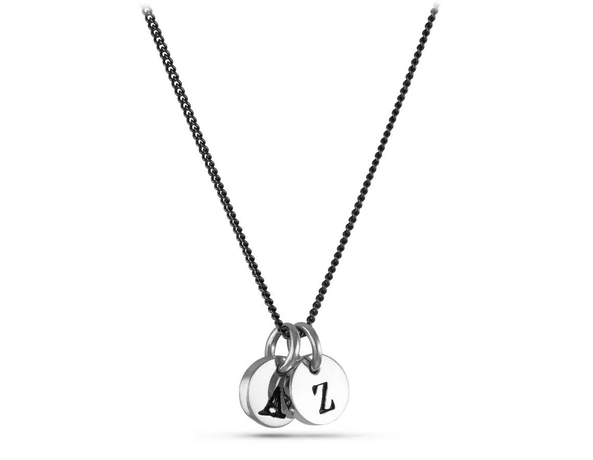 Initial Charm Necklace (2 Initials) - Silver