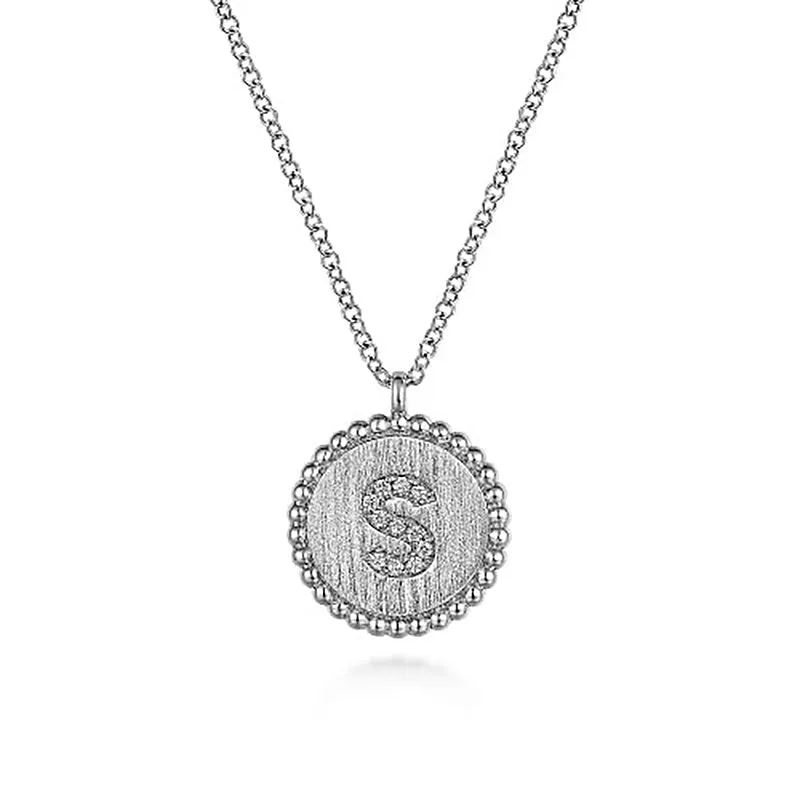 Initial S Medallion Necklace