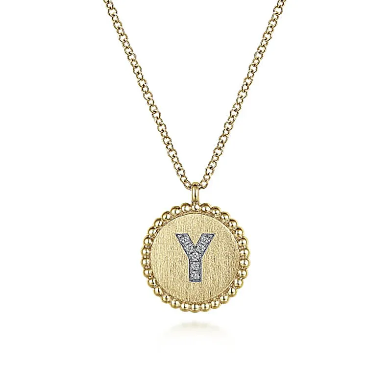 Initial Y Medallion Necklace