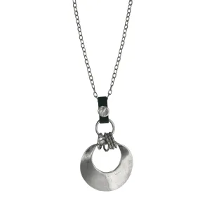 Israeli Large Smooth Round Silver Pendant Anava Necklace