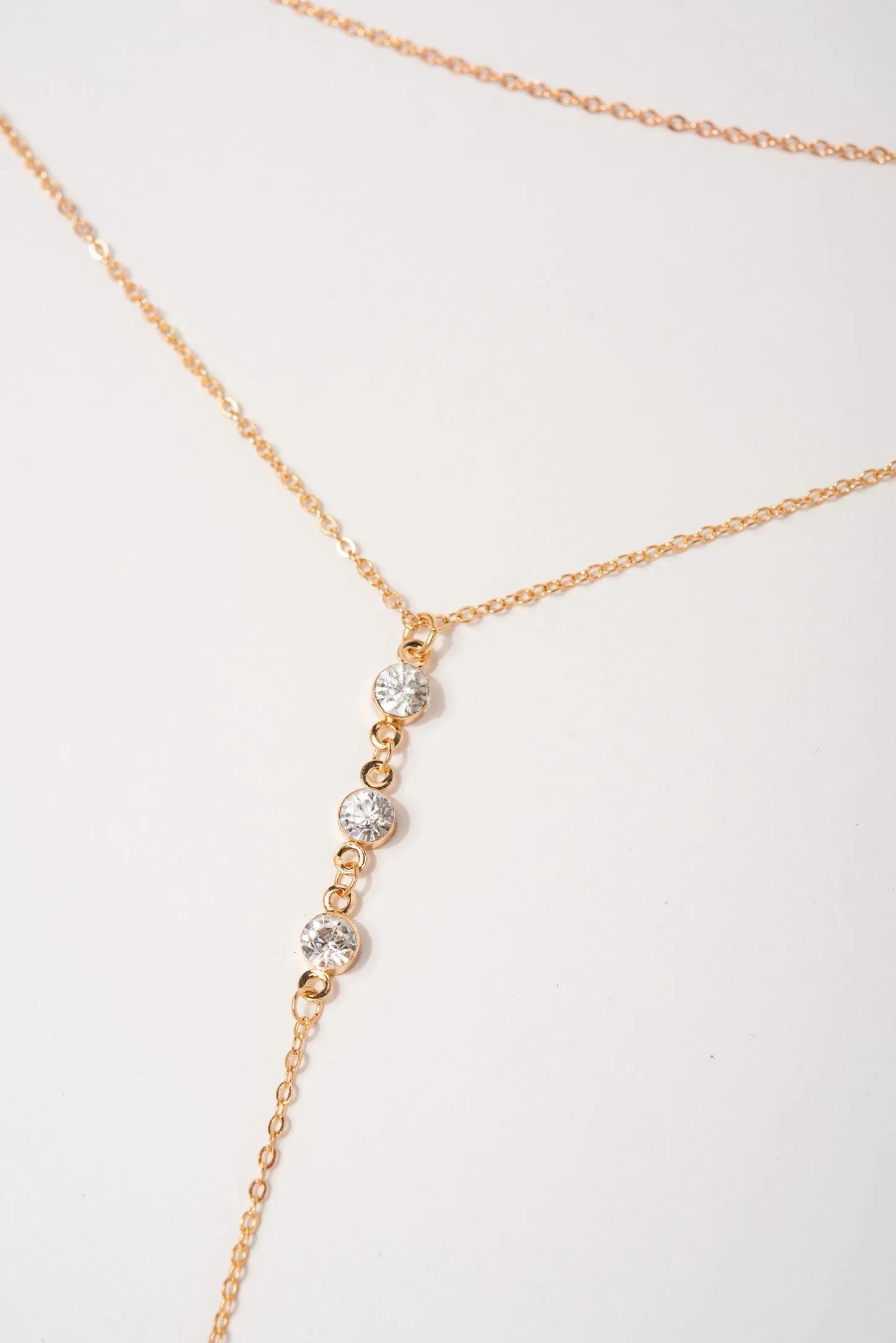 Ivy Multi Strand Lariat Chain Necklace Set - Crystal