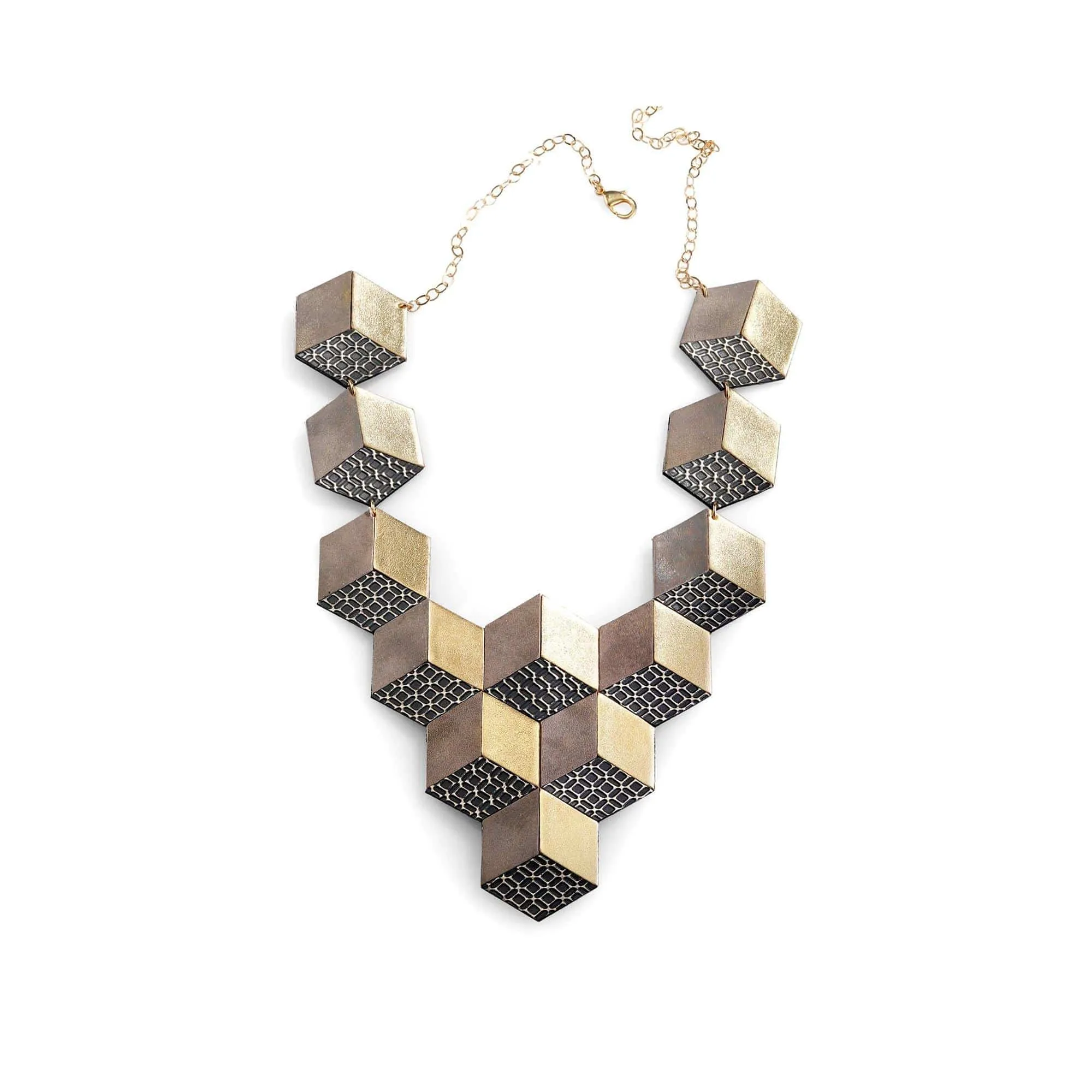 Jeanne Darc black and white leather bib necklace