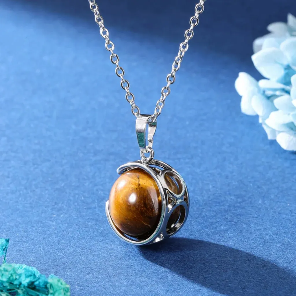 Jewelry Healing Hand Holding Gemstone Crystal Ball Pendant Necklace Gift