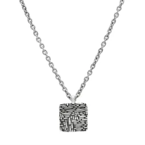 JOHN VARVATOS MEN'S STERLING SILVER WOVEN TEXTURE PENDANT NECKLACE