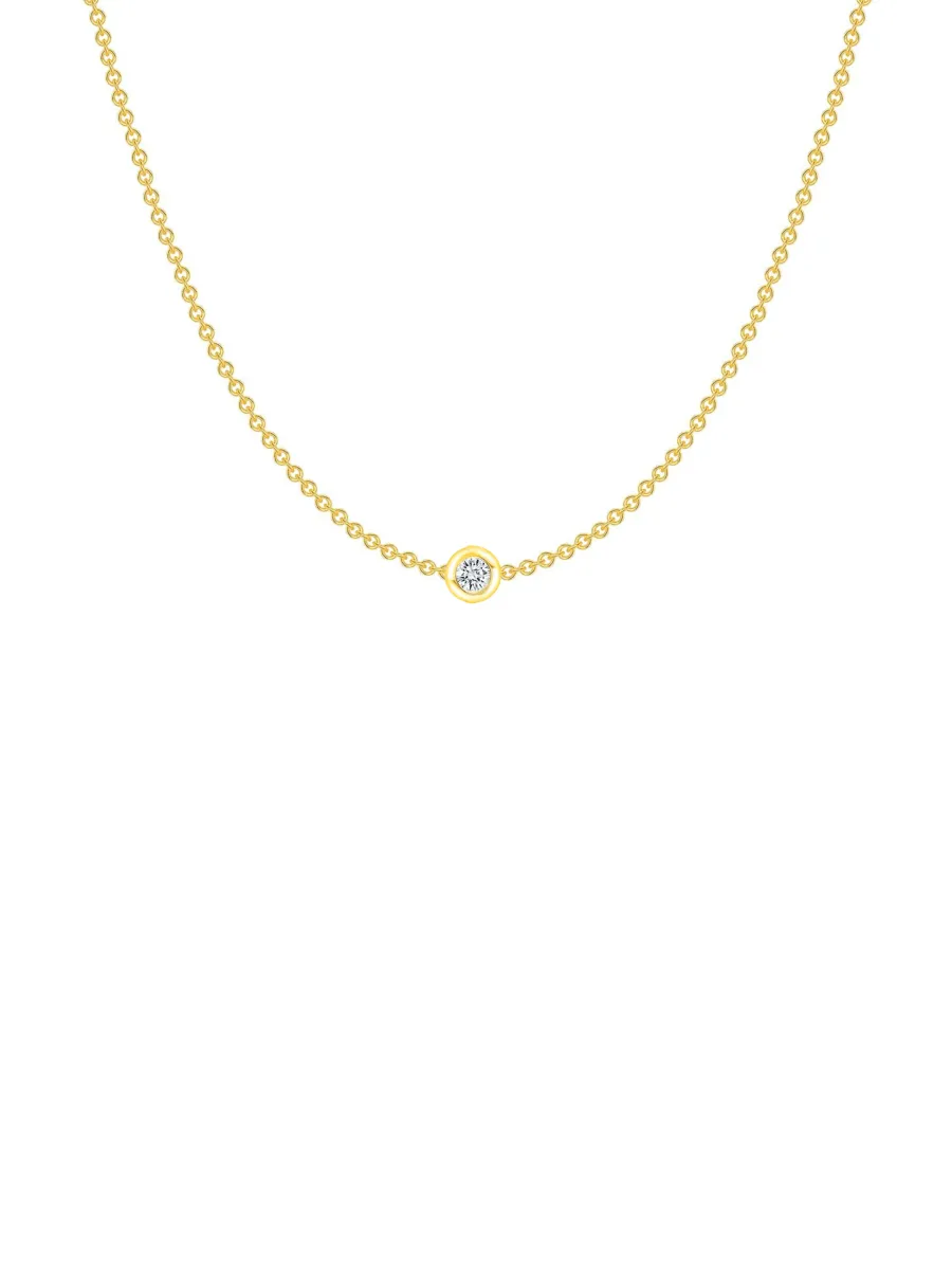 Kid Birthstone Bezel Necklace 14K - Customized for you