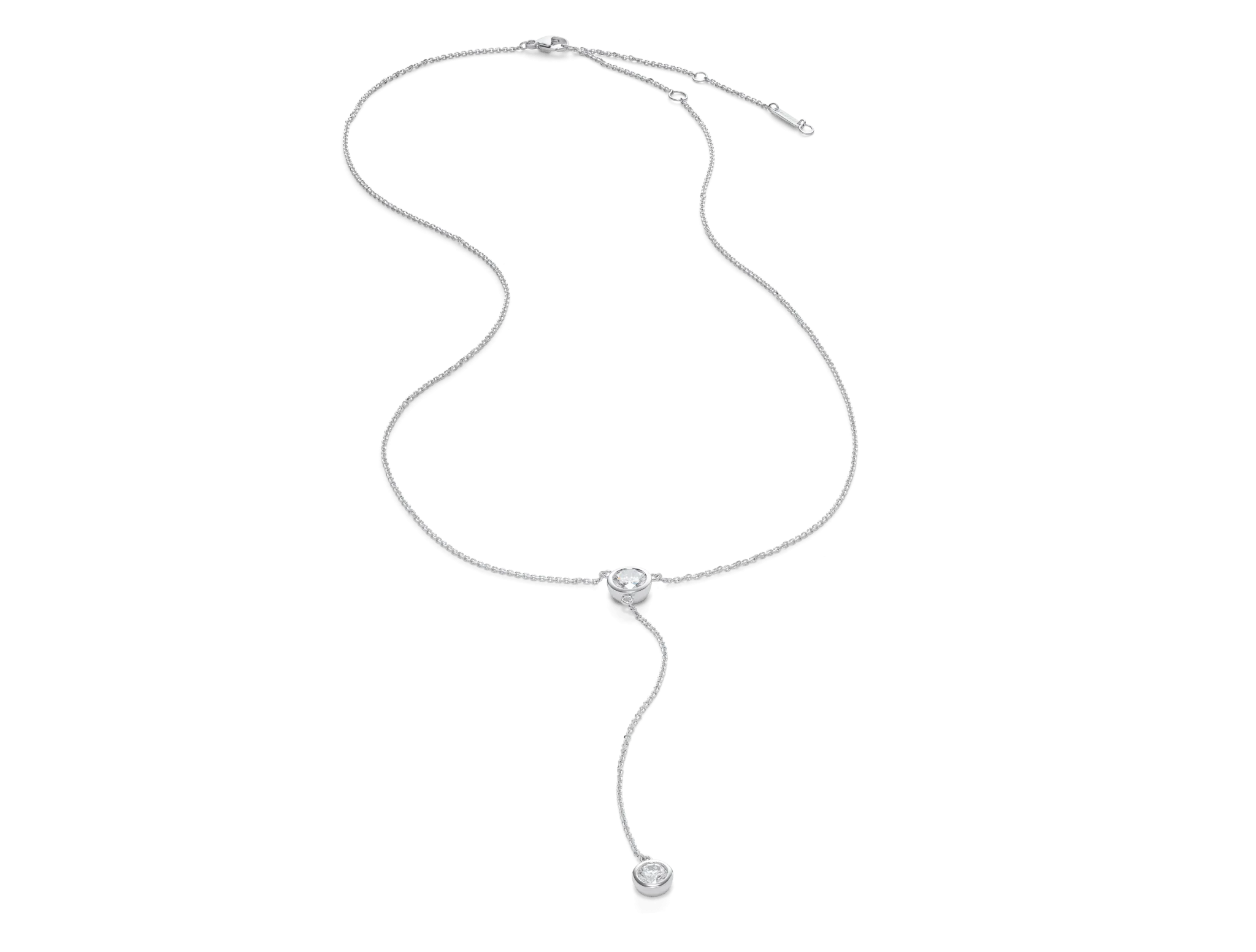 Lab-Grown Diamond ct. tw. Round Brilliant Bezel Lariat Pendant | White