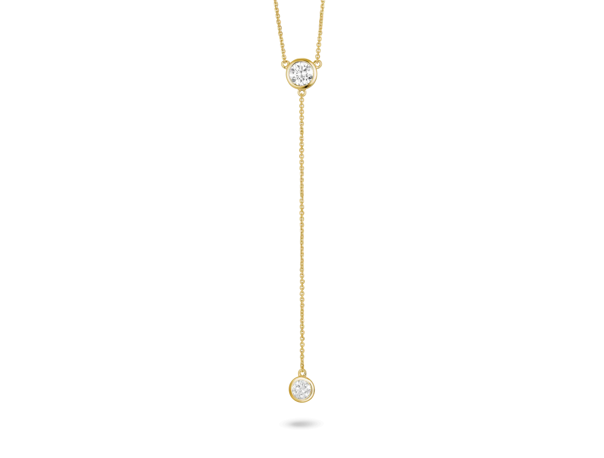 Lab-Grown Diamond ct. tw. Round Brilliant Bezel Lariat Pendant | White