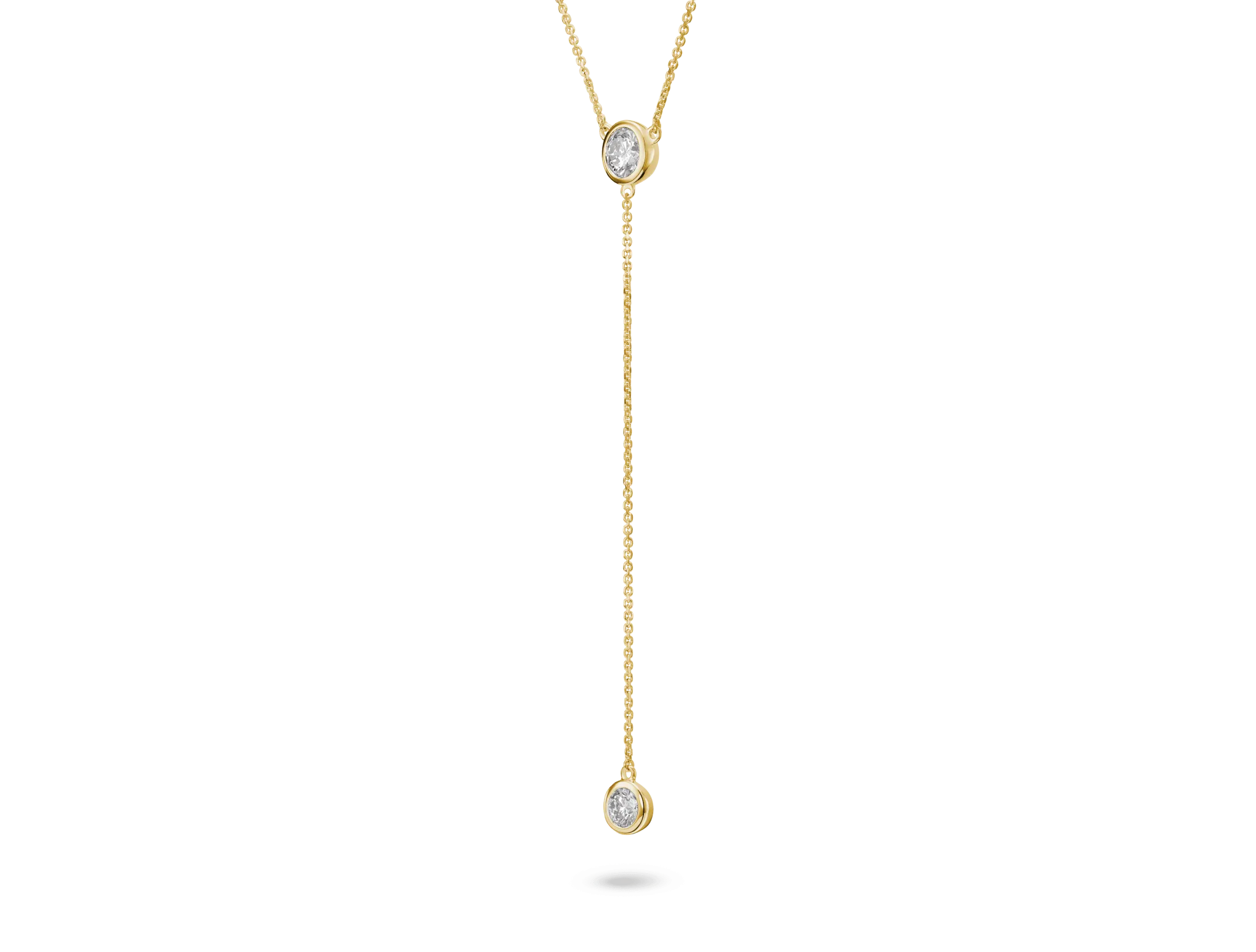 Lab-Grown Diamond ct. tw. Round Brilliant Bezel Lariat Pendant | White