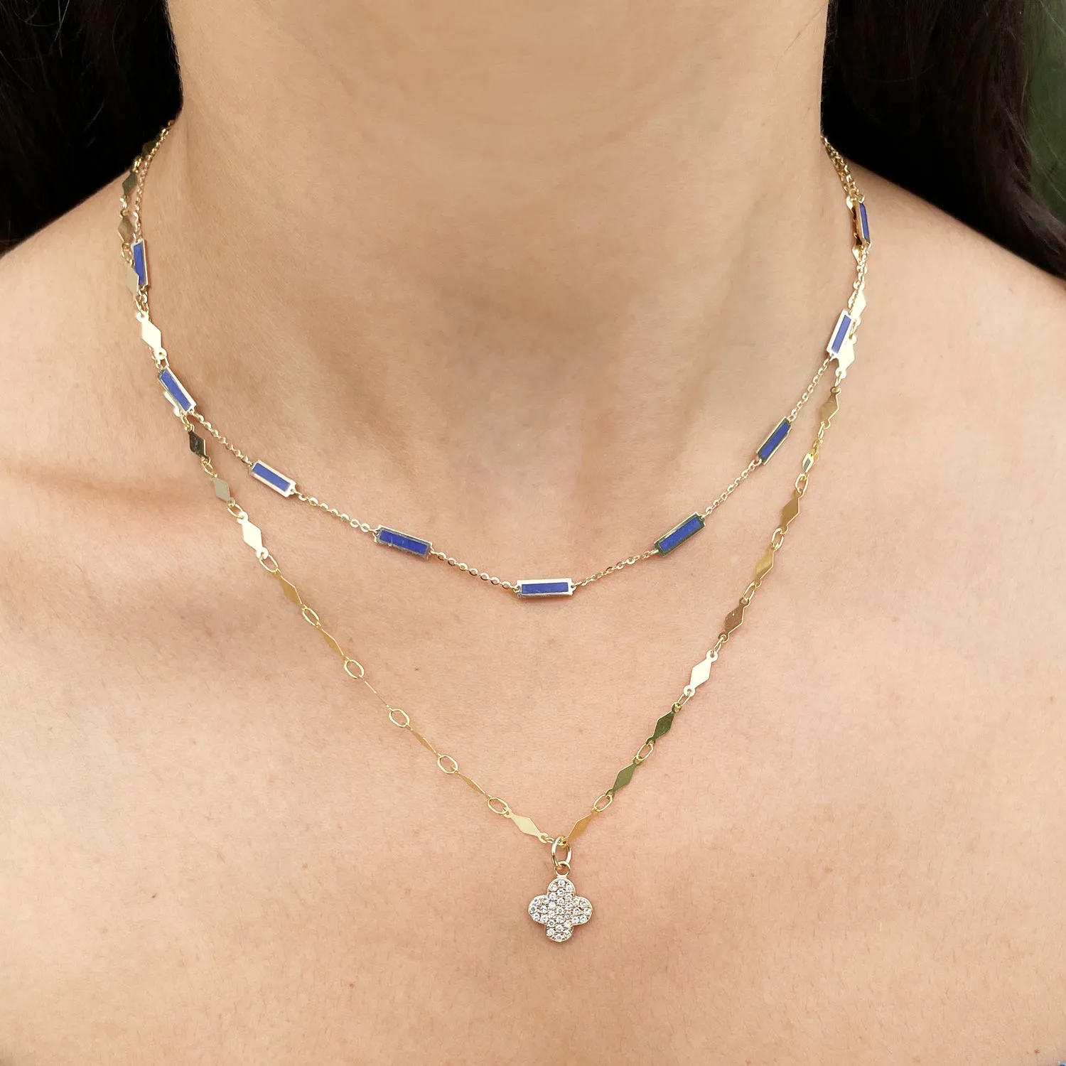 Lapis Bar Chain Necklace