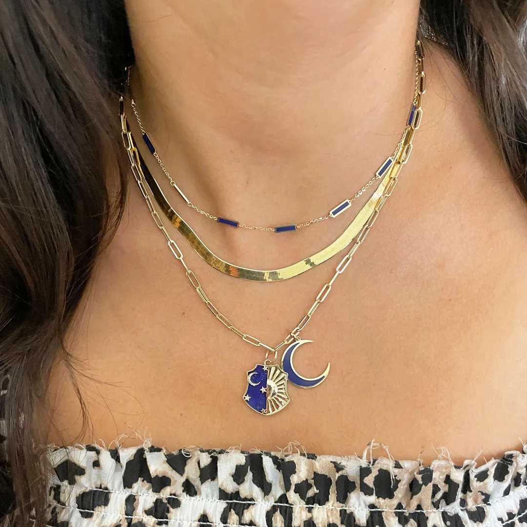 Lapis Bar Chain Necklace