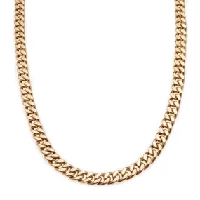 Large 14K Gold Flat Cuban Link Necklace 9.5mm