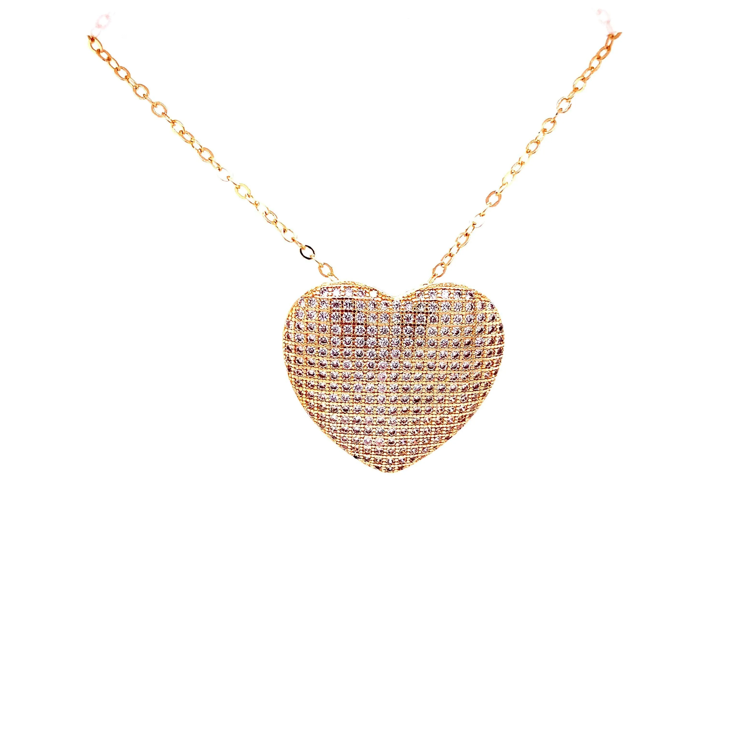 Large Pave Heart Necklace