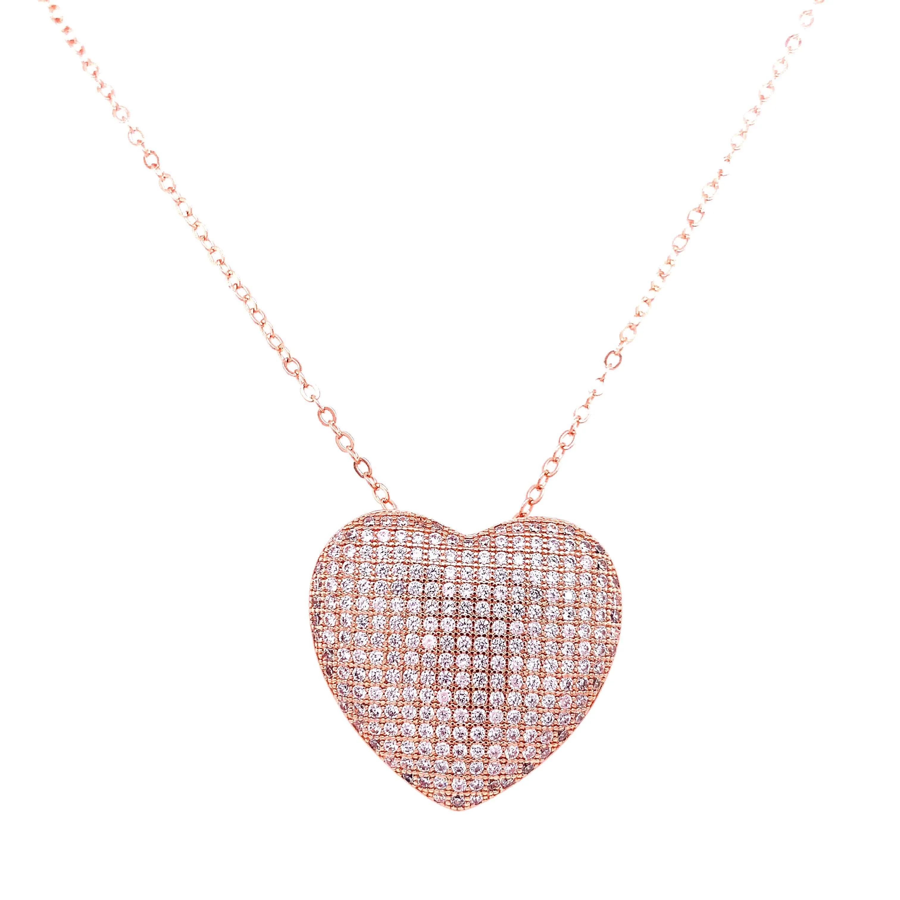 Large Pave Heart Necklace