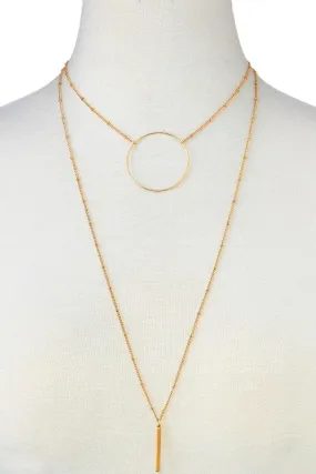 Layered Circle Bar Pendant-Gold