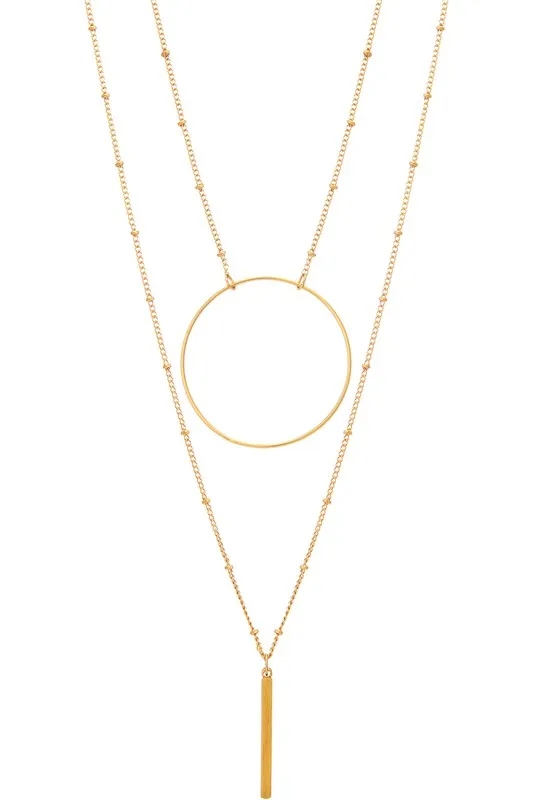 Layered Circle Bar Pendant-Gold