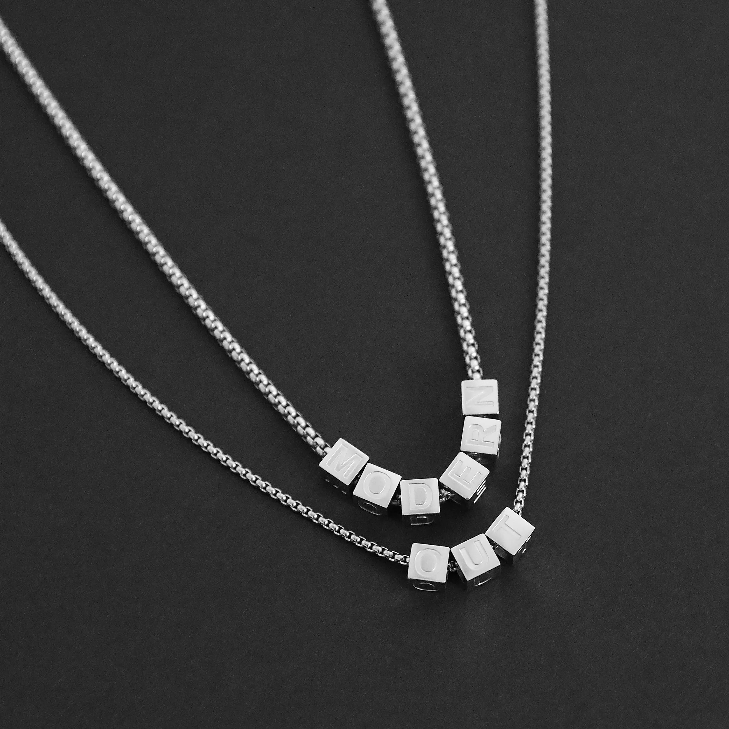 Letter Bead Necklace - Silver