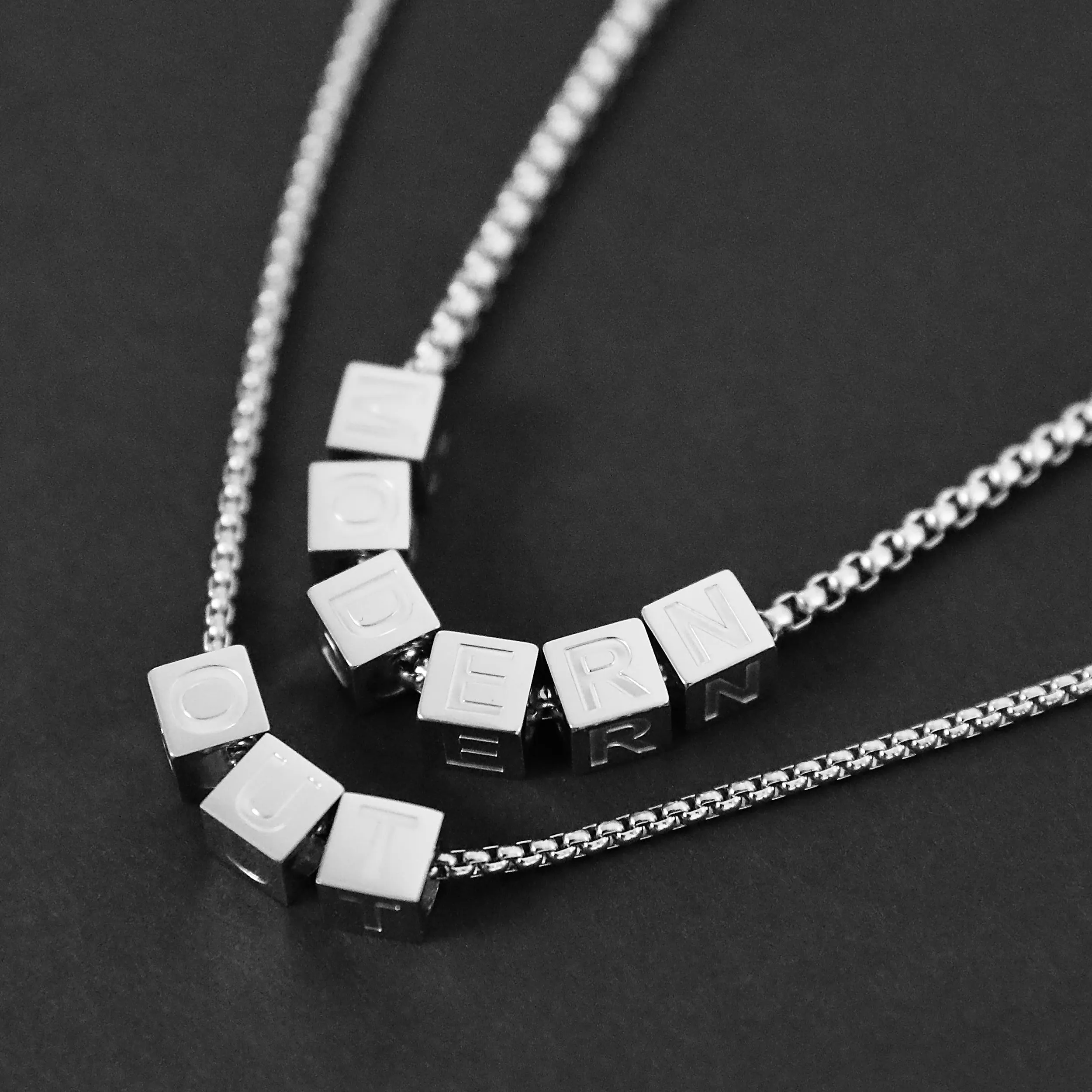 Letter Bead Necklace - Silver