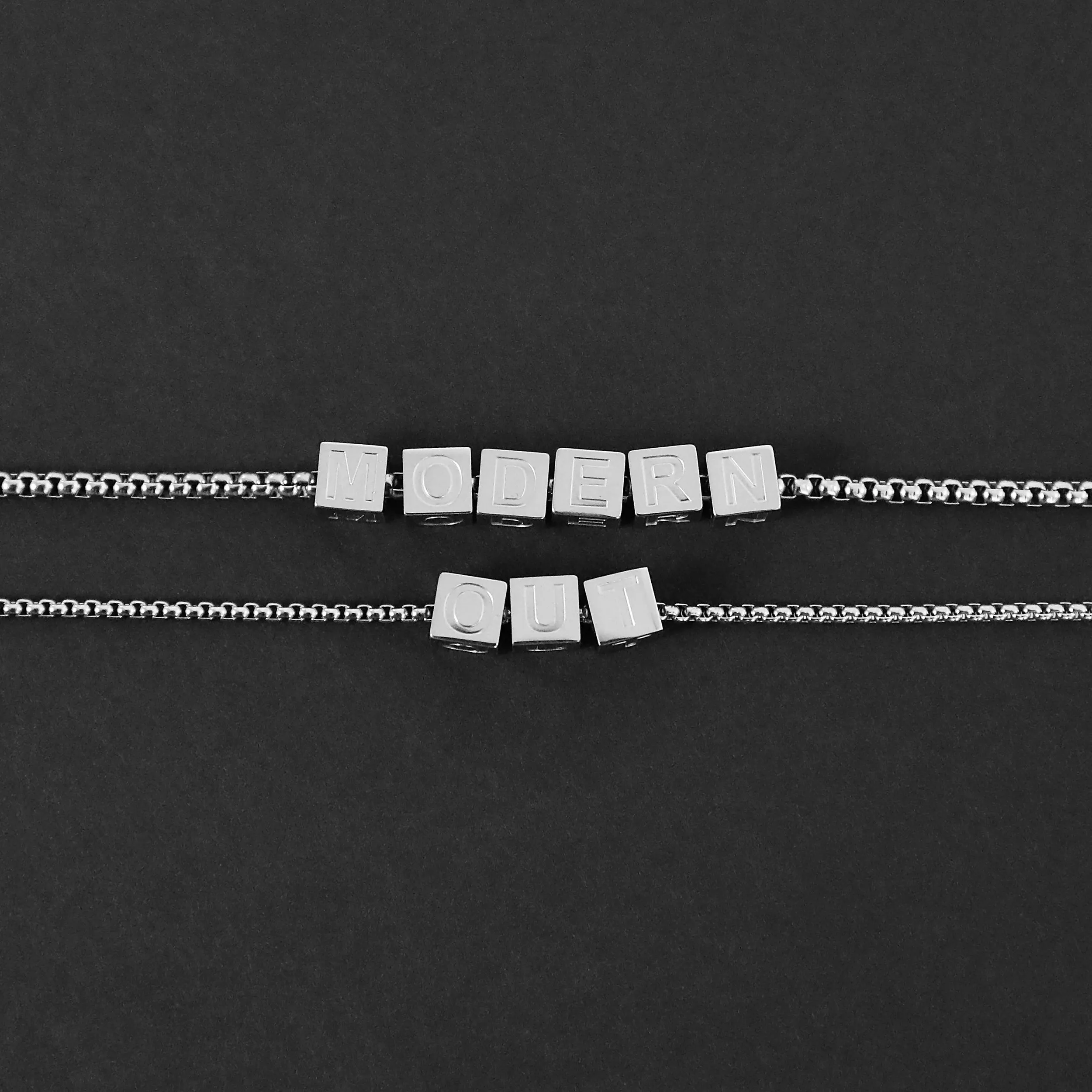 Letter Bead Necklace - Silver