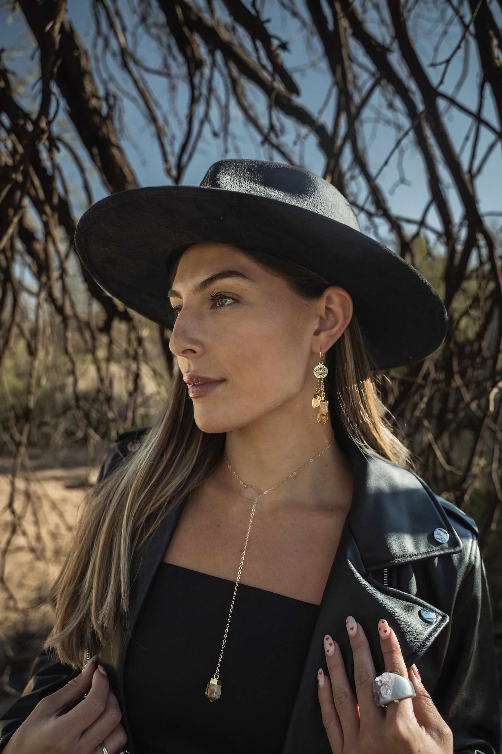 Lighting The Way Citrine Gold Lariat Necklace