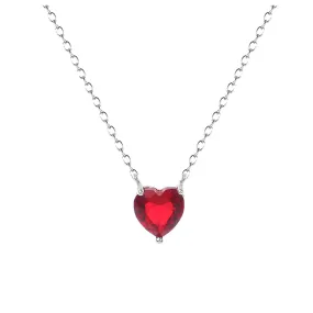 Little Heart Shape Ruby Necklace - 925 Sterling Silver