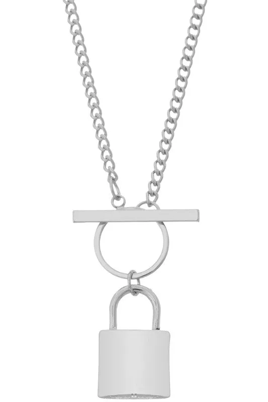 Lock Chain Necklace-Gold, Silver