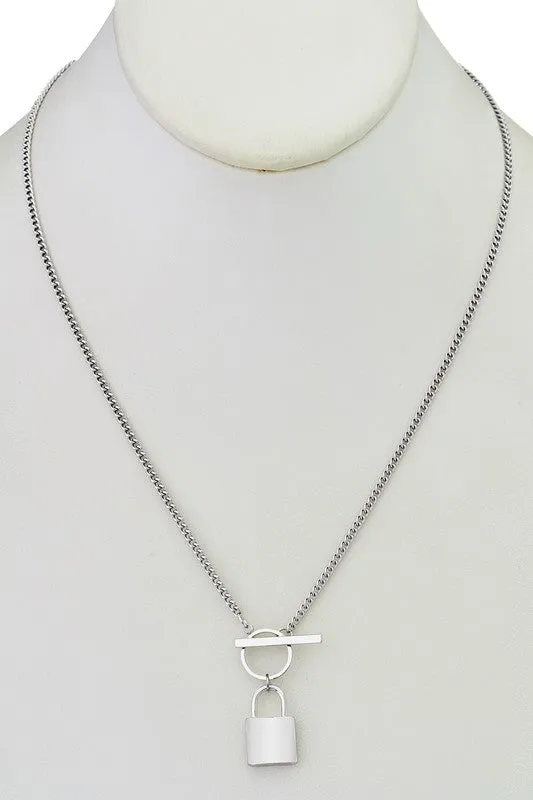 Lock Chain Necklace-Gold, Silver