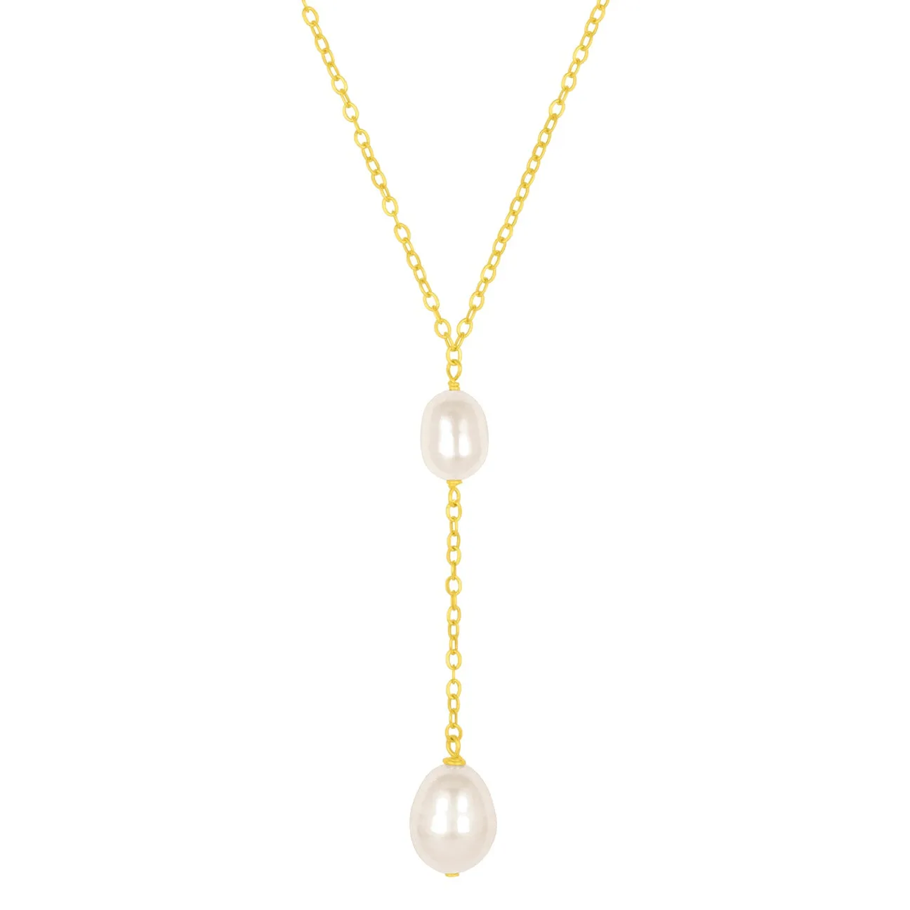 LULA PEARL LARIAT NECKLACE GOLD