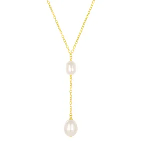 LULA PEARL LARIAT NECKLACE GOLD