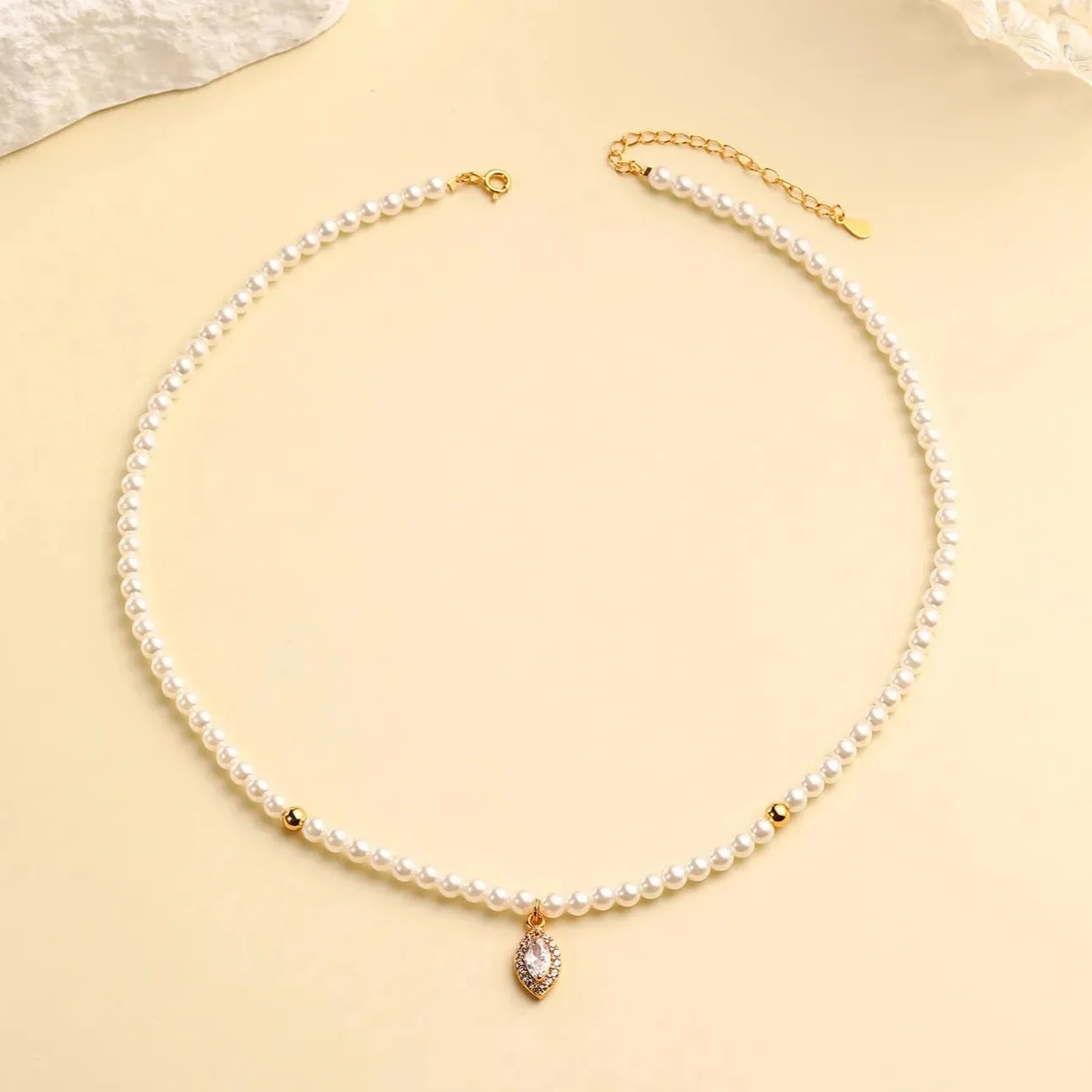 Luxe Oval Crystal Gemstone Pearl Necklace