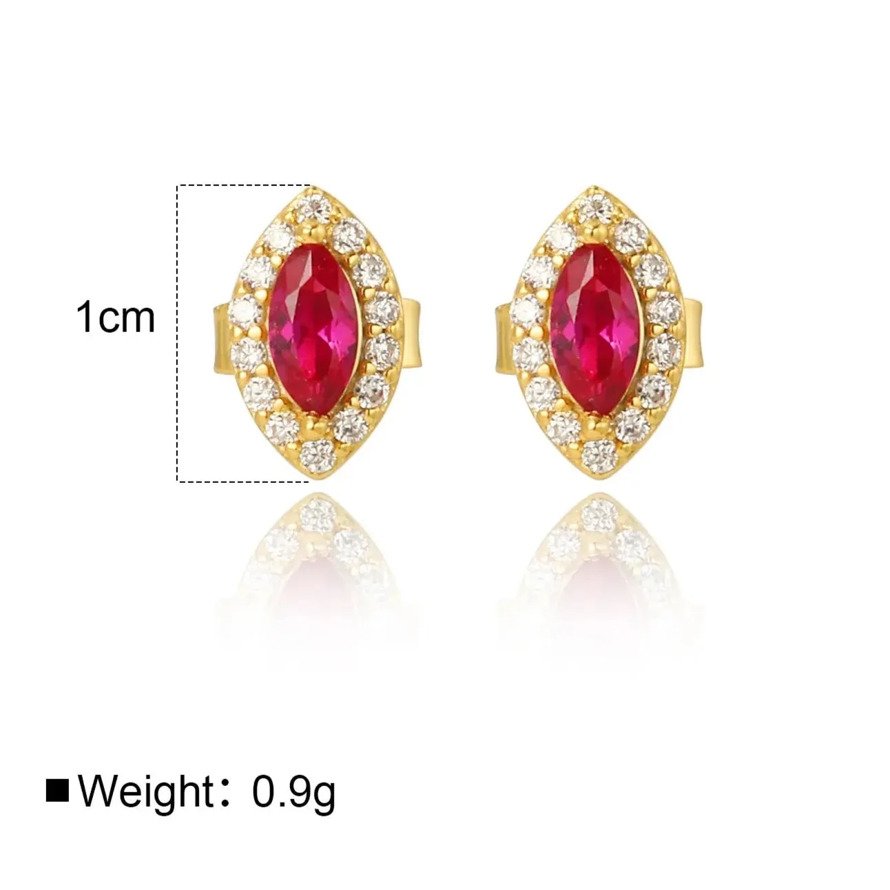 Luxe Oval Ruby Gemstone Stud Earrings