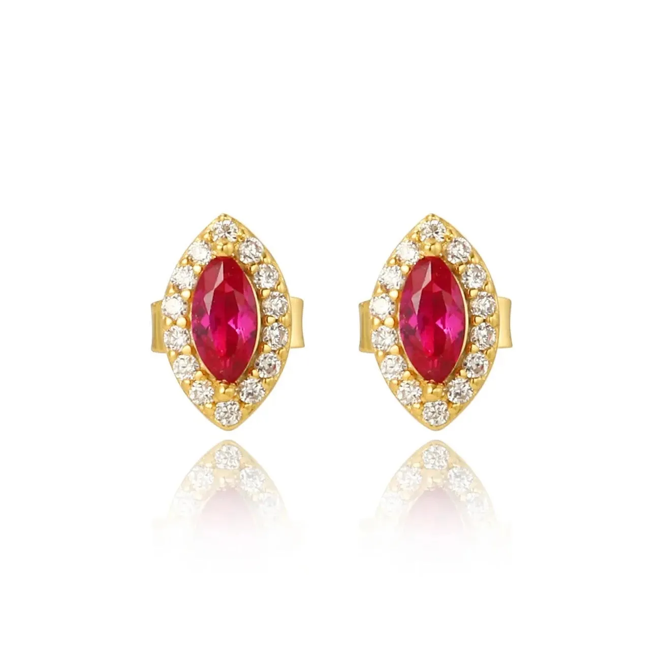 Luxe Oval Ruby Gemstone Stud Earrings