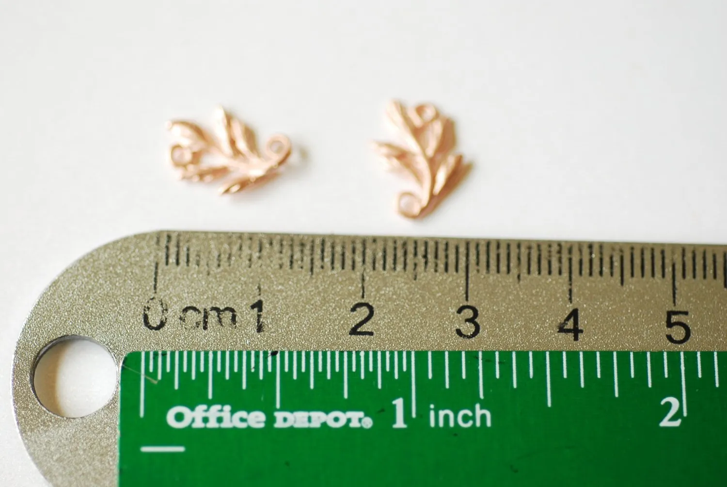 Matte Wholesale Vermeil Rose Gold Fern Leaf Charm Connector -18k gold plated over sterling silver, vermeil rose gold flower nature leaf charm