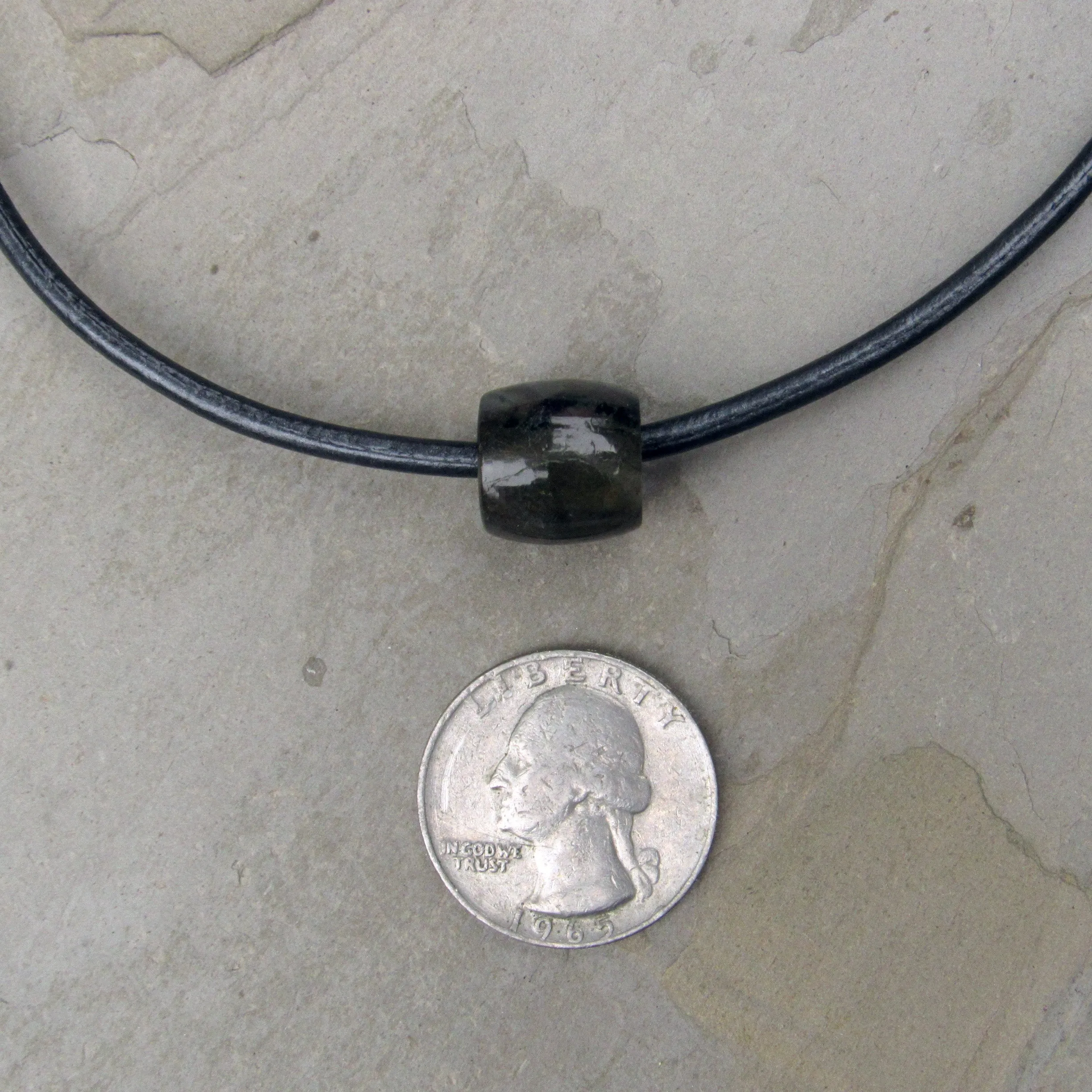 Men's Minimalist Leather Necklace with Gemstone