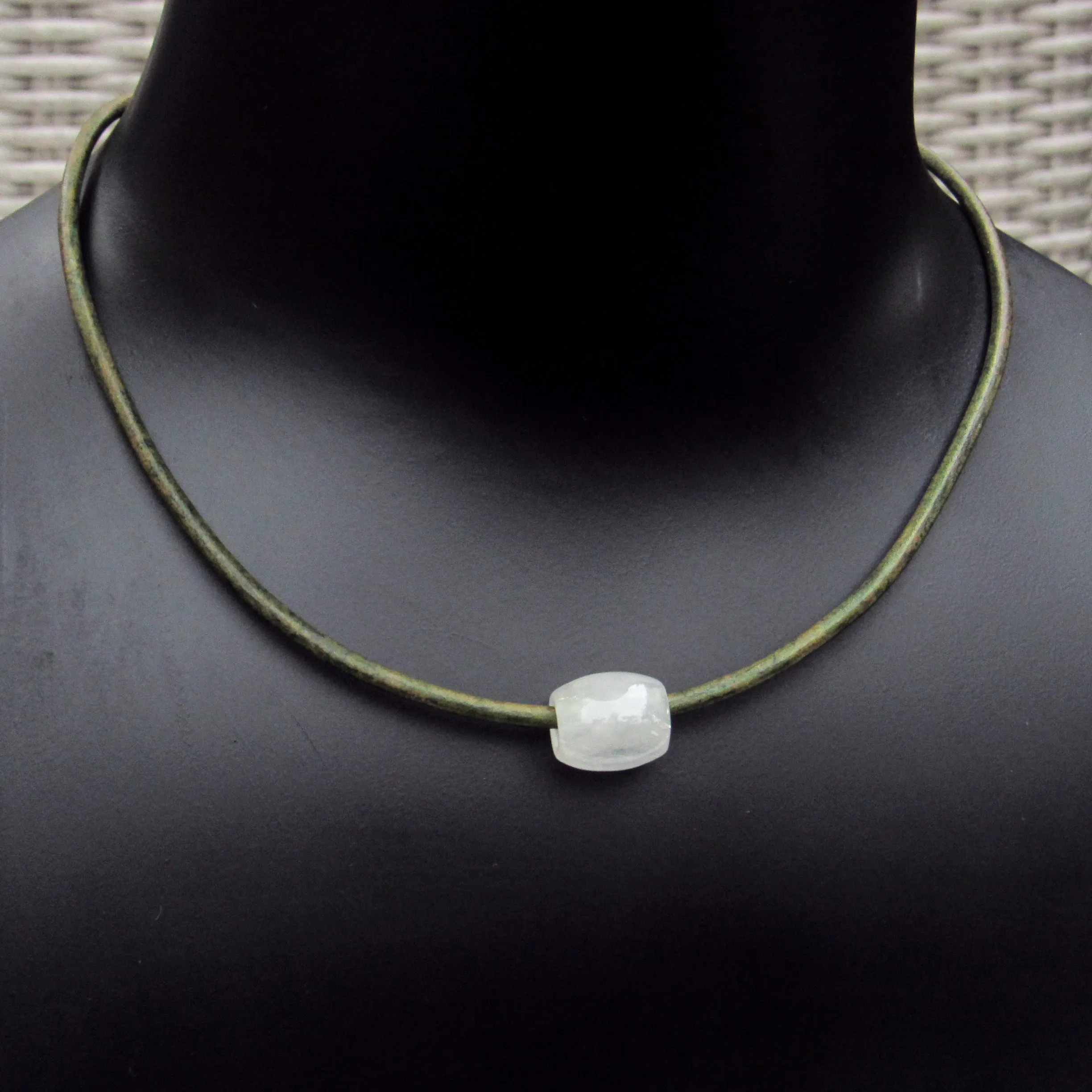 Men's Minimalist Leather Necklace with Gemstone