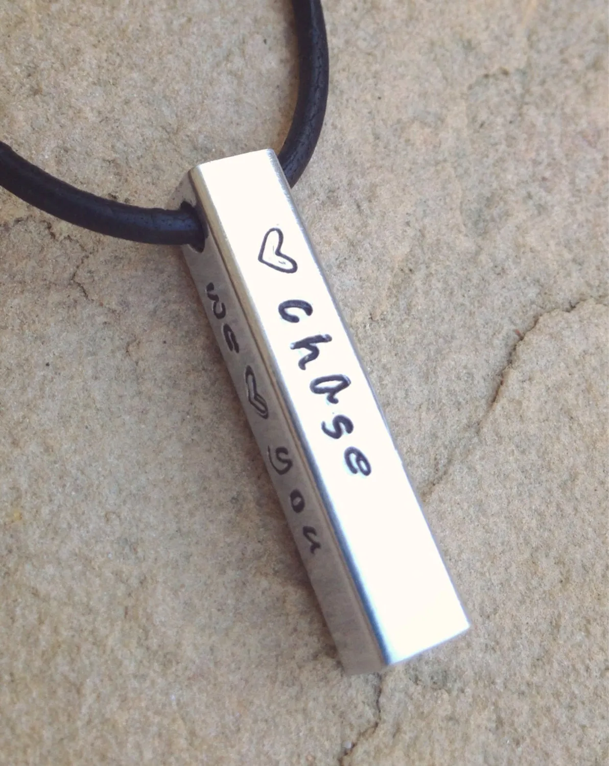 Mens Personalized Bar Necklace, Fathers Day Gift, Dad Necklace, Hand Stamped Bar Necklace, Mens Personalized Necklace, Gifts for Men