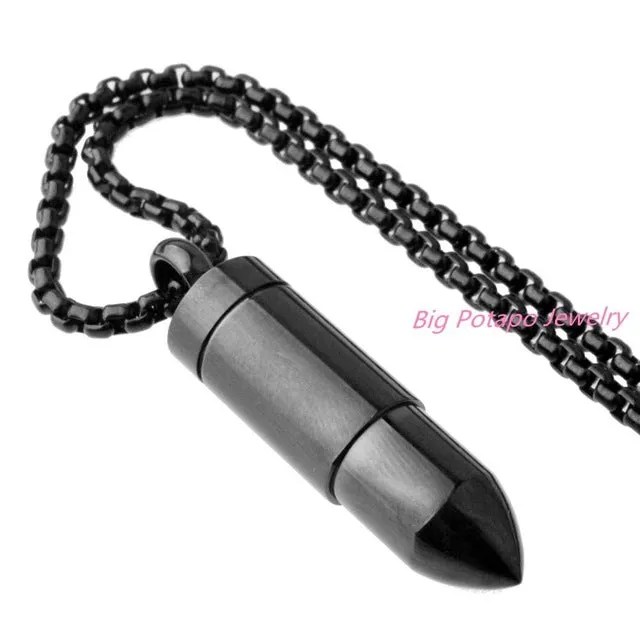 Men's Silver Gold Black Bullet Pendant Perfume 316L Stainless steel