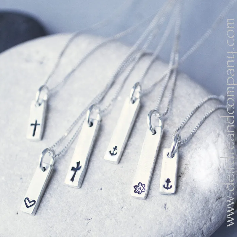 Mini Blessing Bar Necklace in Silver