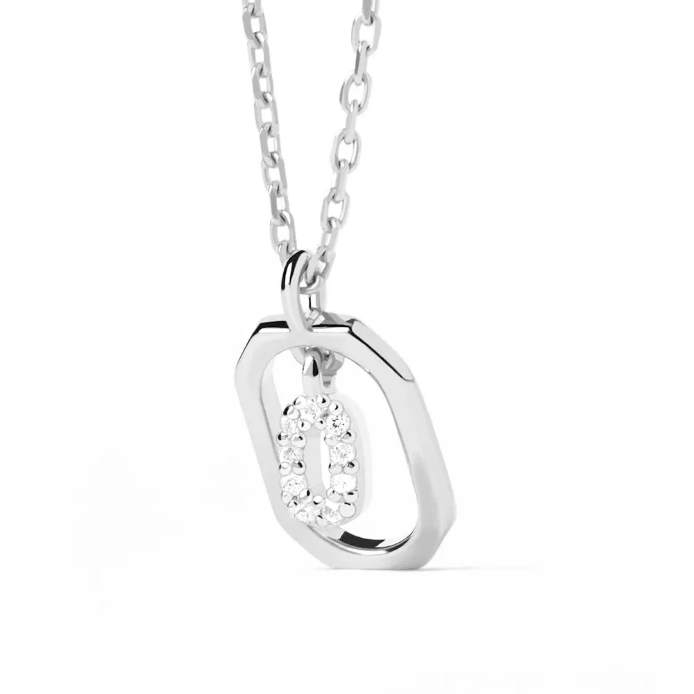 Moissanite Initial O Dangle Pendant Necklace