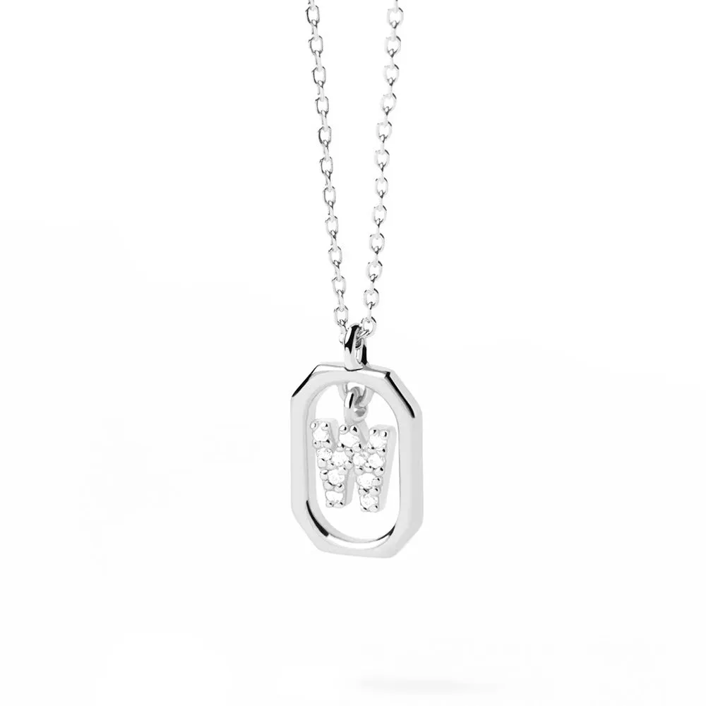 Moissanite Initial W Dangle Pendant Necklace