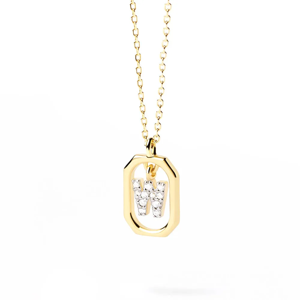 Moissanite Initial W Dangle Pendant Necklace