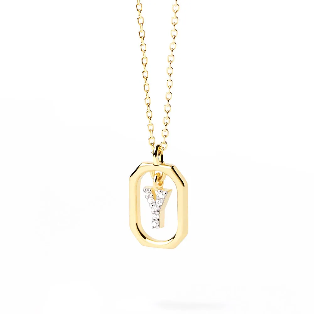 Moissanite Initial Y Dangle Pendant Necklace