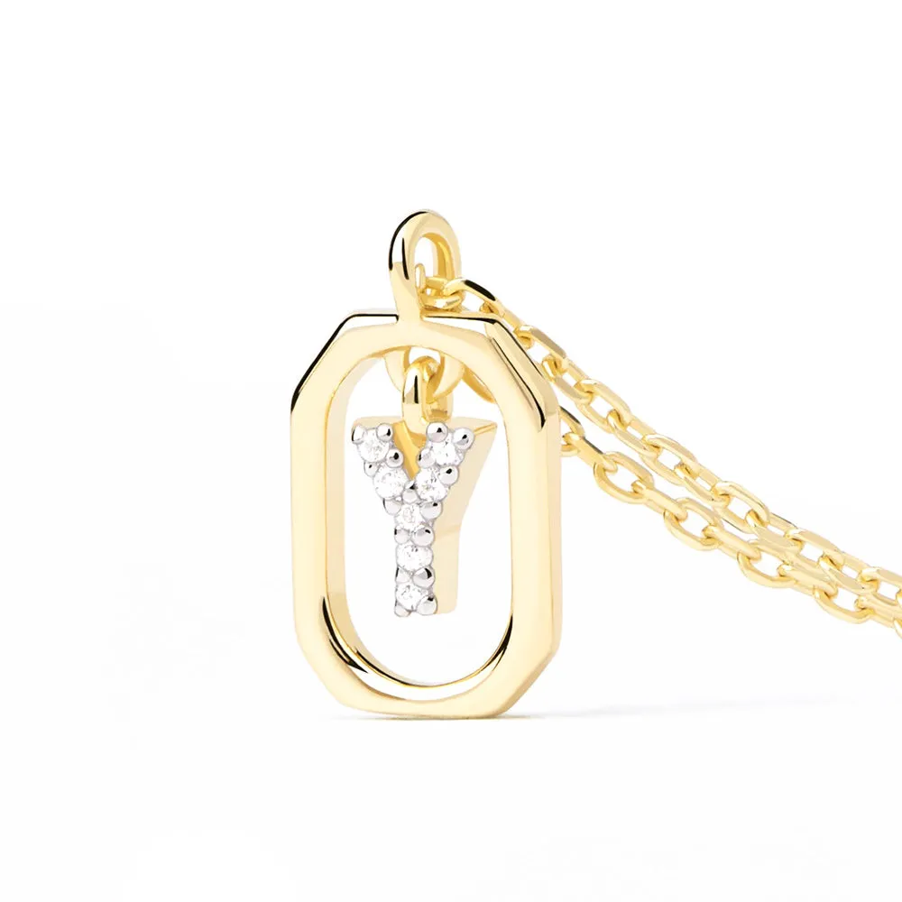 Moissanite Initial Y Dangle Pendant Necklace